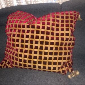 Pair Old Venetian Red and Gold Checked pillow cover